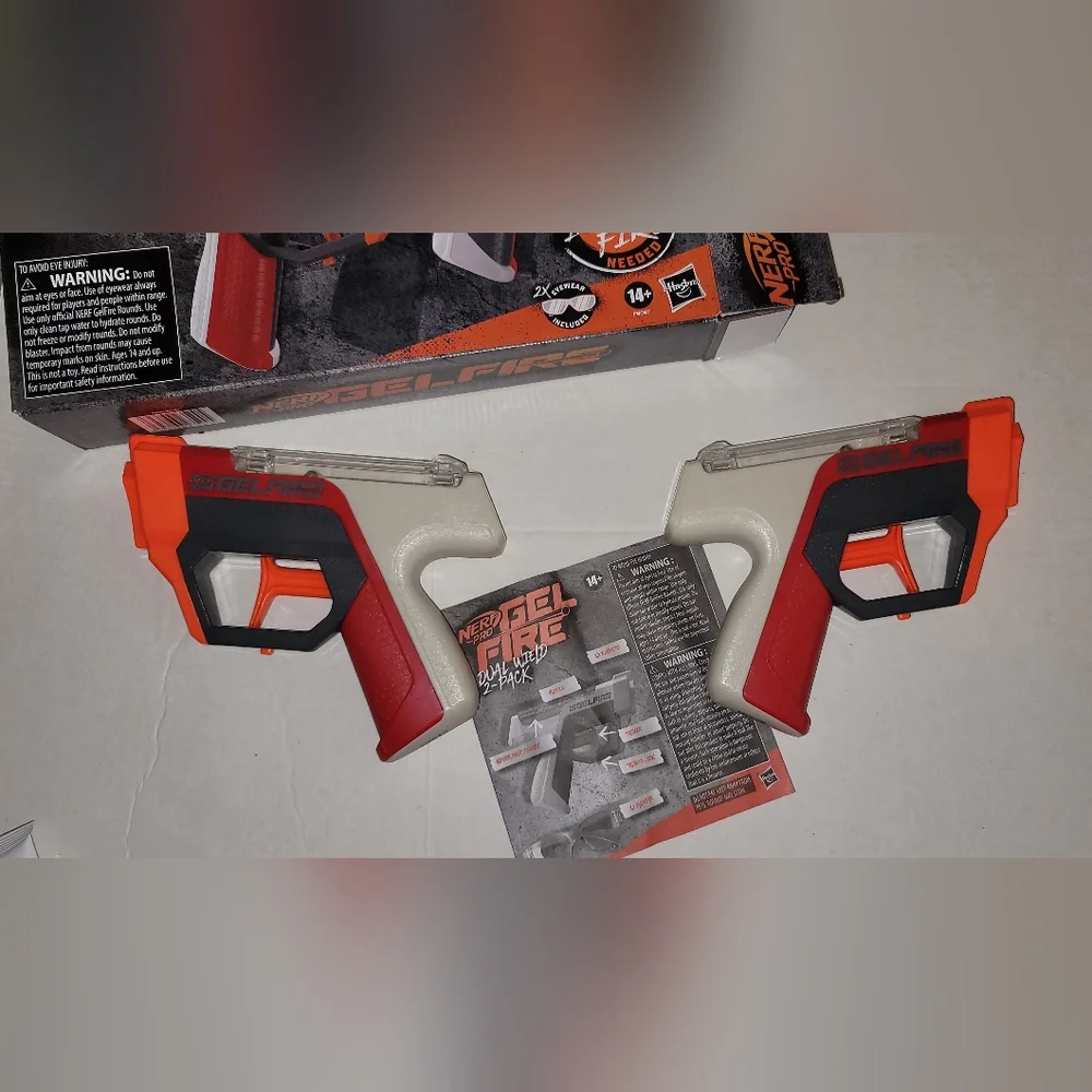 Nerf Pro Gel Fire Dual Wield 2-Pack guns pistols water Bead like red white black